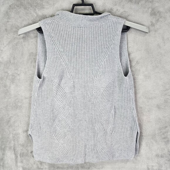 Womens Gray Talbots Petite Cable Knit Open Front Cardigan Vest Sweater Size SP - Picture 7 of 10